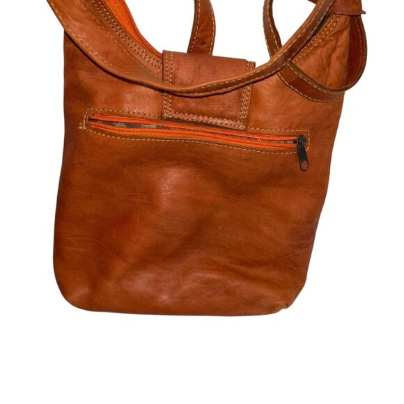 Hamsa Hand tooled dyes leather Moroccan cross body purse bag - Picture 7 of 8